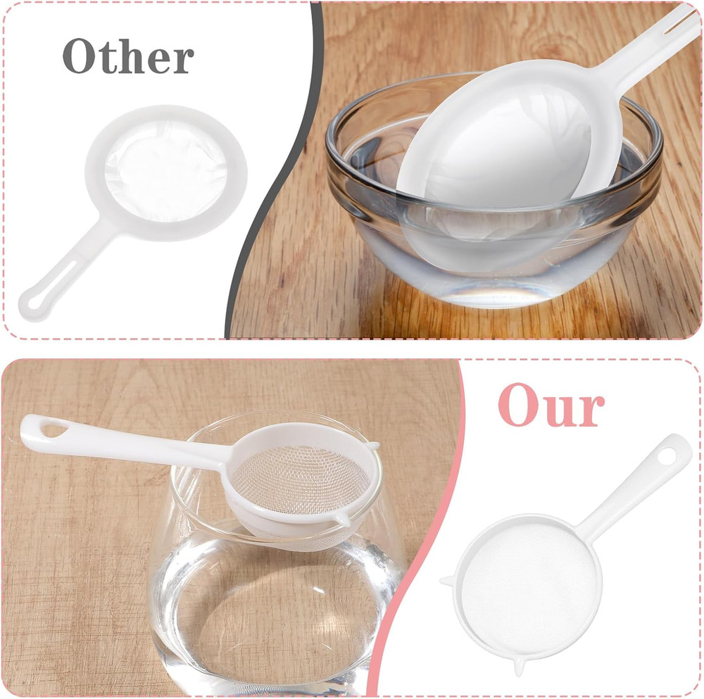 Plastic Mesh Strainer Set,4 Pcs Kefir Strainer Set Fine Sieve with Handle Plasti