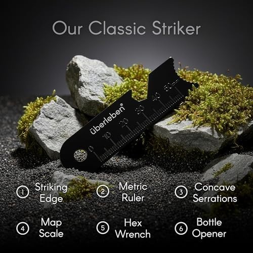 Ferro Rod Fire Starter Survival Tool - 15,000 Strikes, Waterproof, Multi-Tool, L