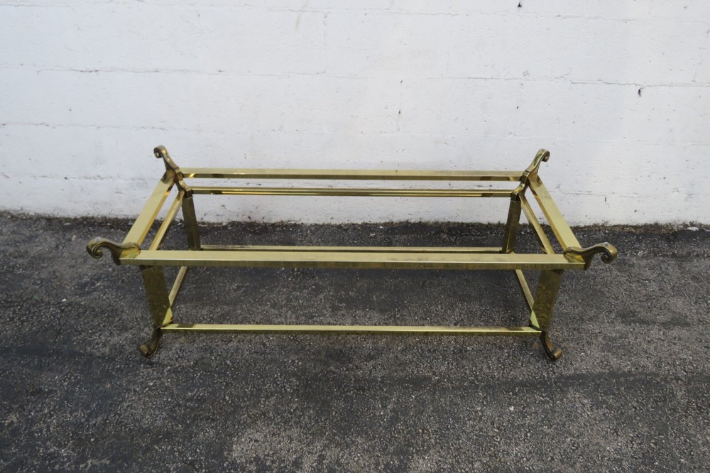 Hollywood Regency Brass Finish Rectangle Coffee Table 5763