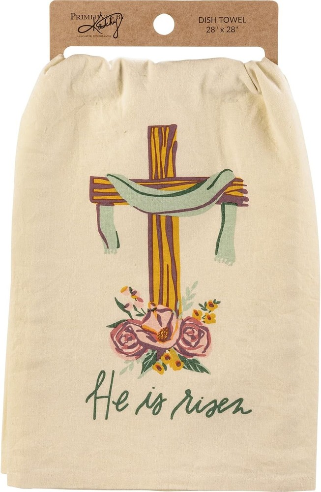 New Primitives by Kathy Easter Kitchen Dish Towel - He Is Risen