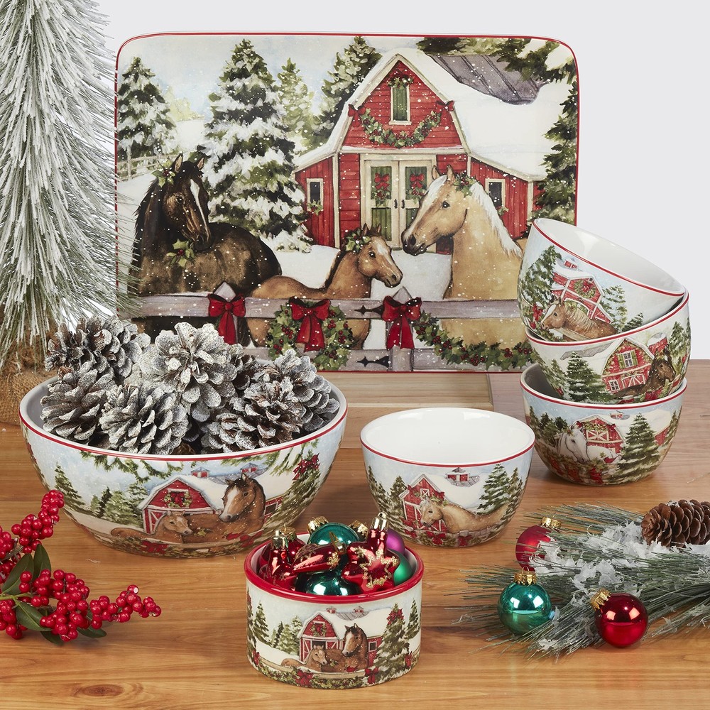 Certified International Homestead Christmas 14x10in Rectangular Platter
