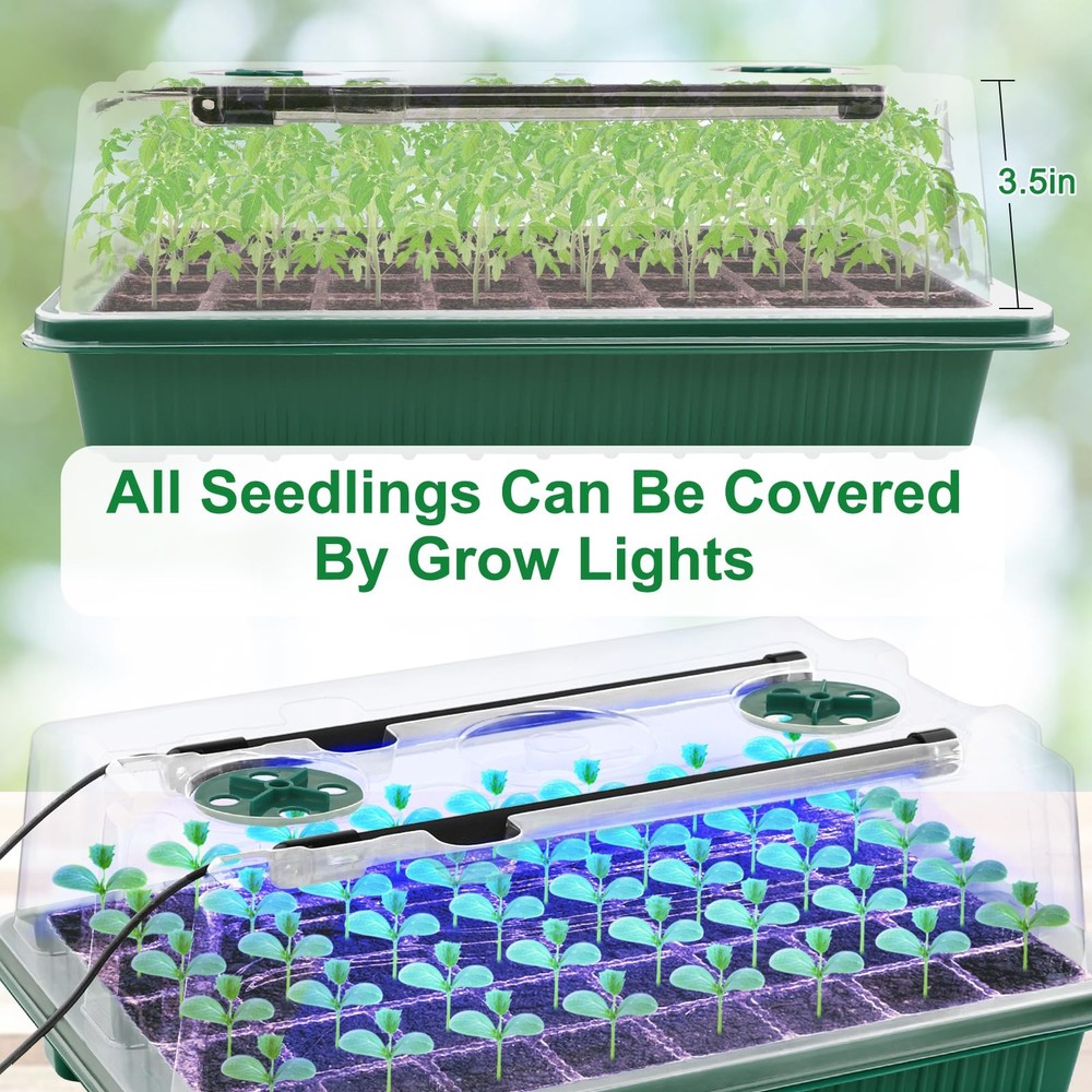 NEWKITS 2-Pack 80 Cell Seed Starter Kit w/ Grow Light, Timer & Humidity Dome