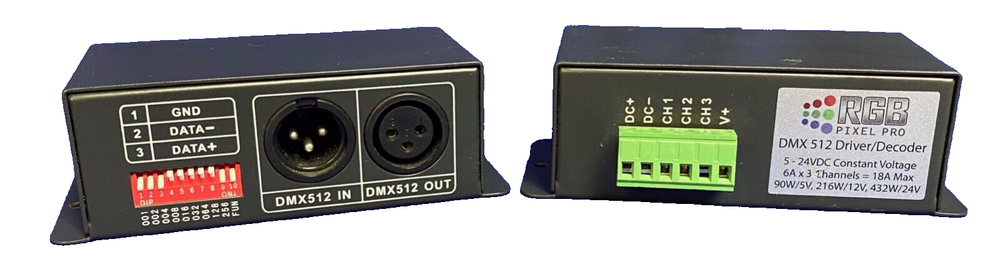 DMX 512 Driver/Decoder, RGB Pixel Pro, Pair, Untested, Great Cond., Pre Owned