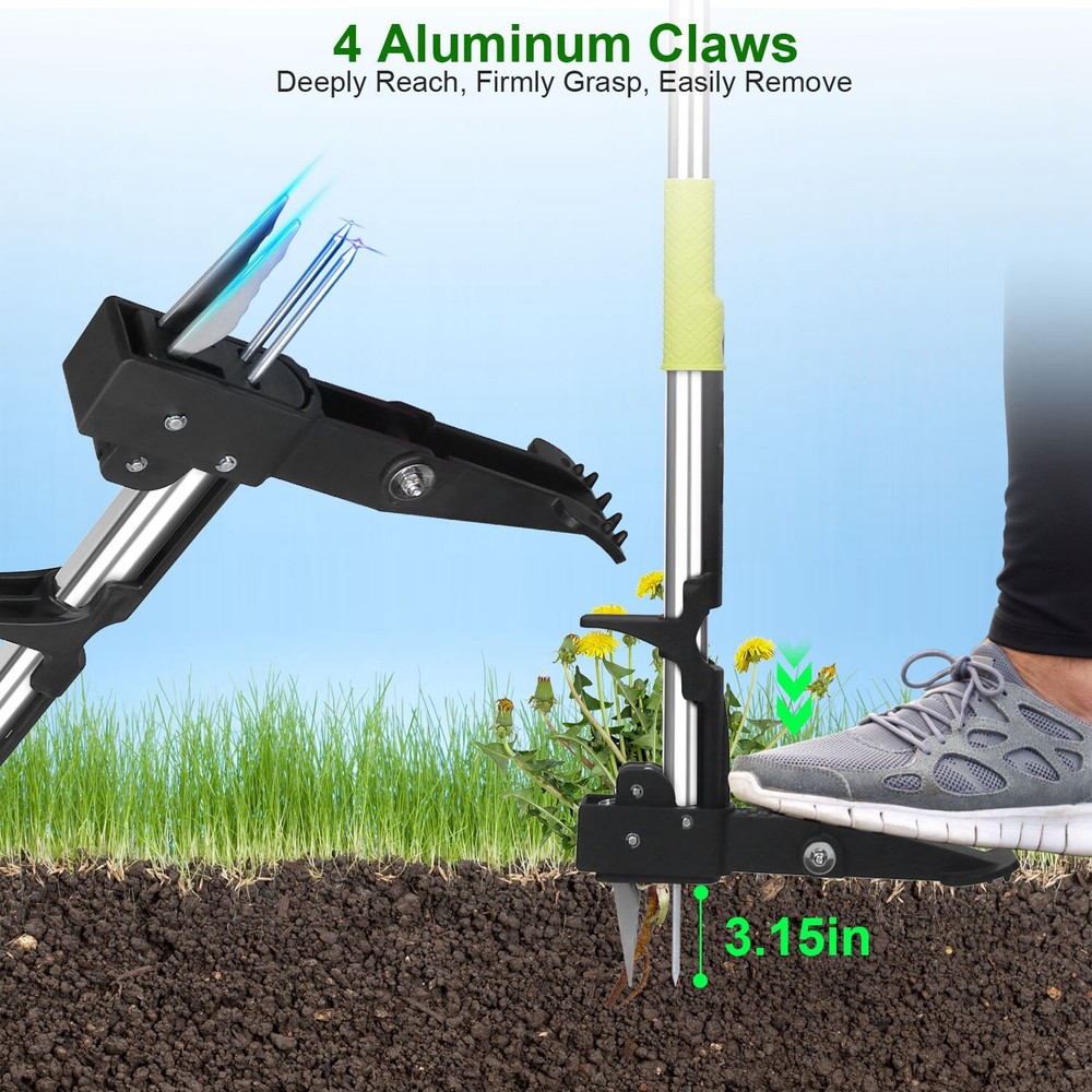 38.9" Stand Up Weed Puller No Bending Root Weeder Dandelion Removal Tool