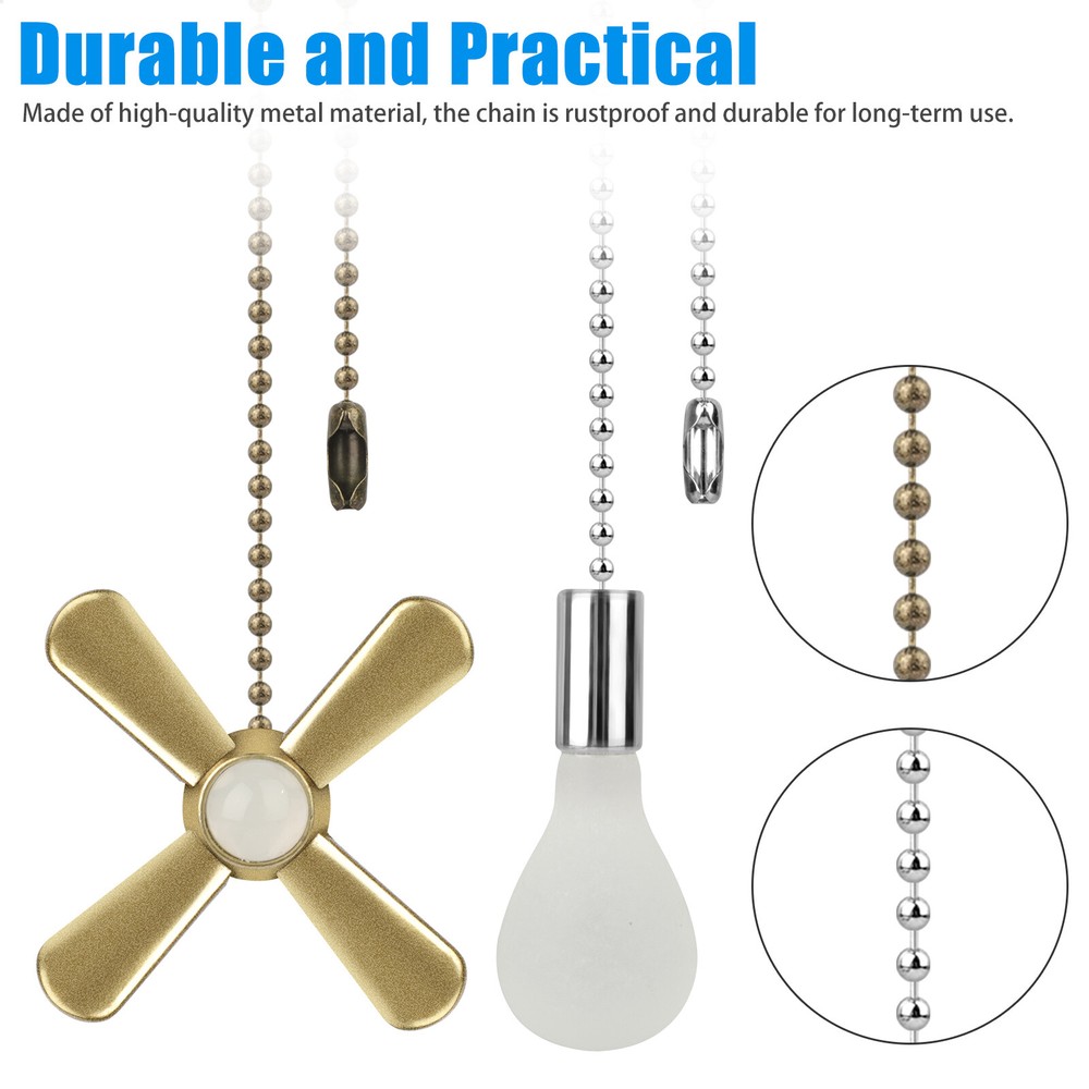 2/4Pcs Ceiling Fan Light Bulb Pull Chain Beaded Ball Extension Connector Decor