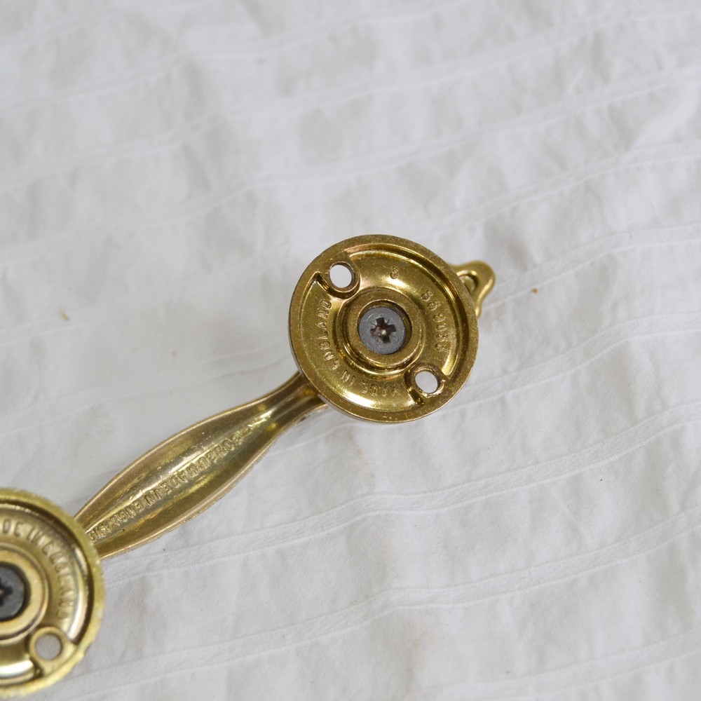 Vintage Regal Brass White Pull Handle x1, Cabinet Drawer Cupboard Pull Diecast