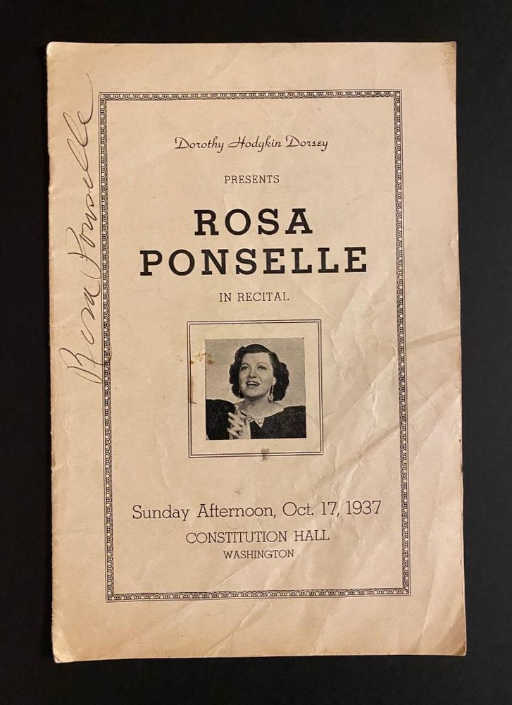 ROSA PONSELLE (1897-1981) signed 1937 Constitution Hall Program - autograph