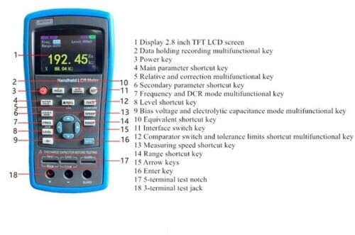 Handheld LCR Digital Bridge Meter Capacitance Inductance Resistance Meter Tester