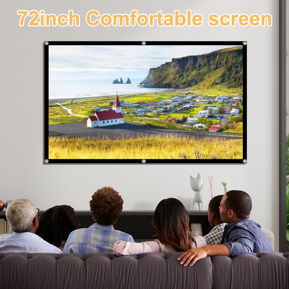 Projector Screen, 72Inch Outdoor Projector Screen, Washable & Foldable - Idea...
