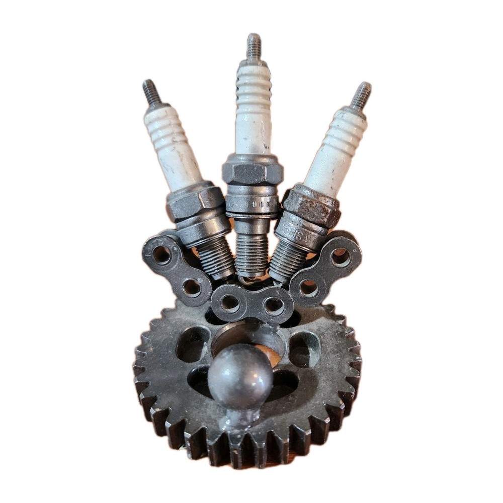 HandMade Metal Hardware Design Gears Chainlink Sparkplug Statue