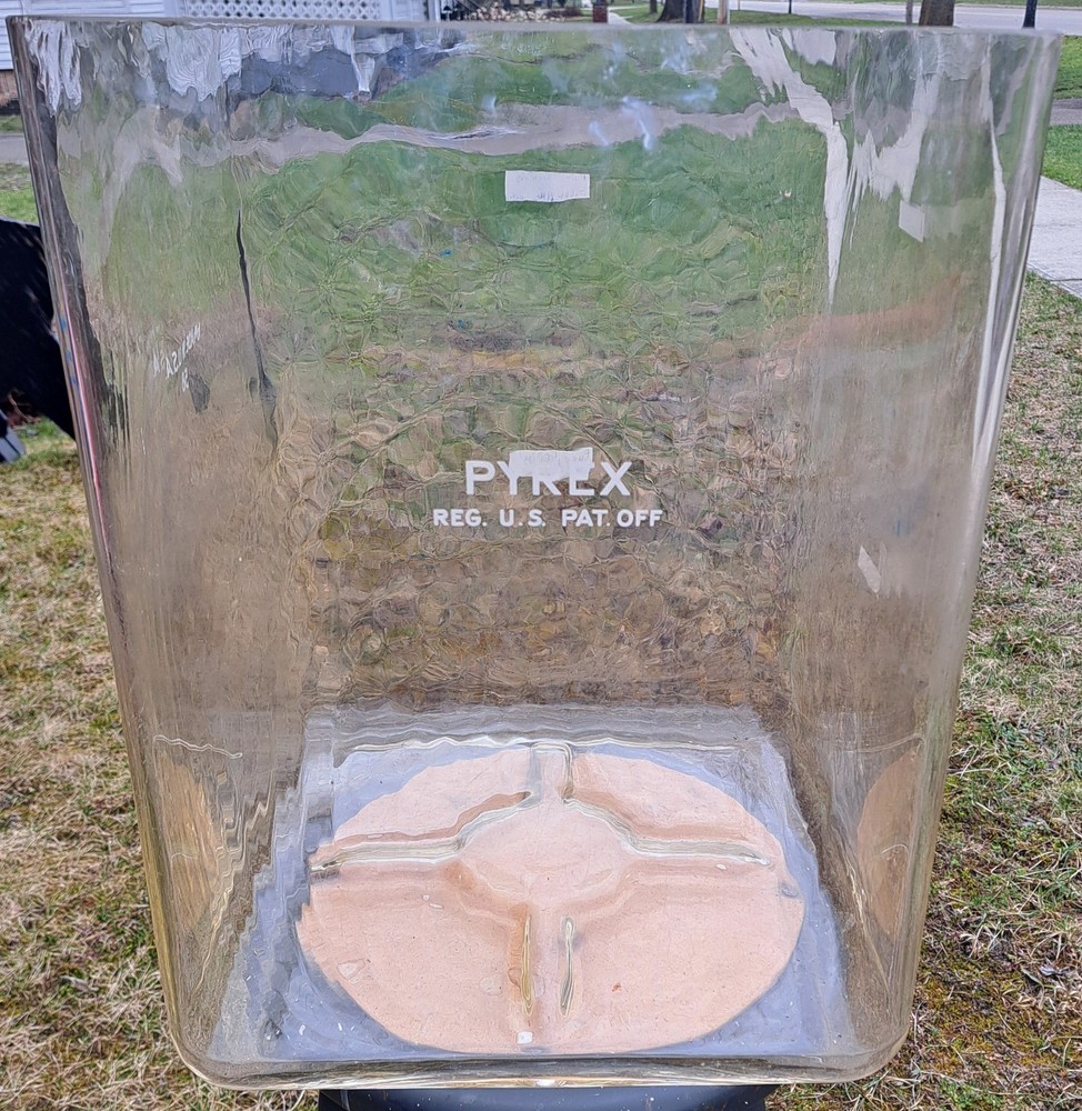 Vntg Large Pyrex Rectangular Glass Container, 19" x 15" x 14.5" UNUSUAL & COOL!