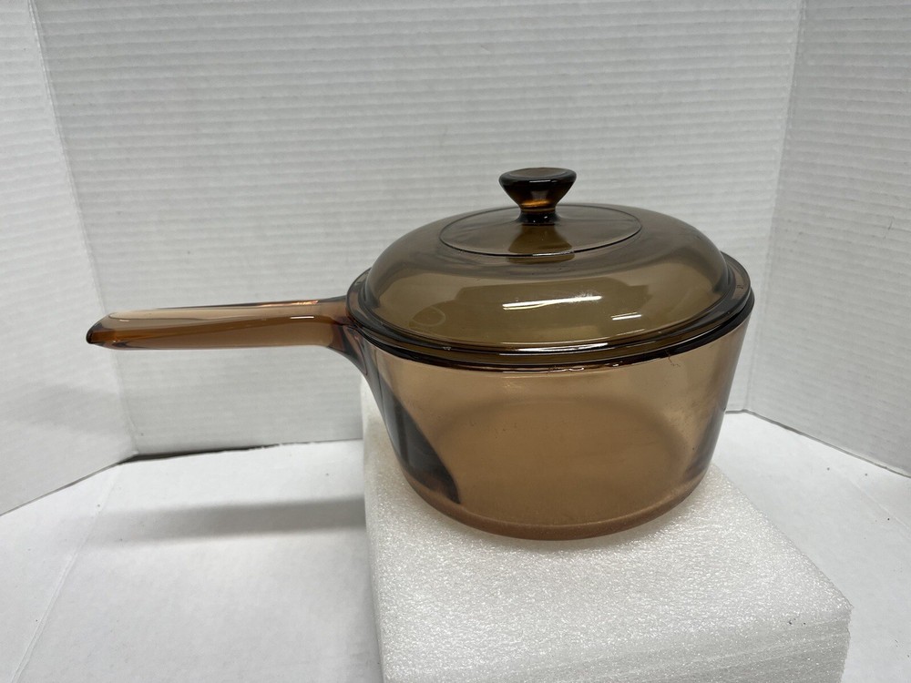 Corning Pyrex Visionware Amber Glass Saucepan + Lid