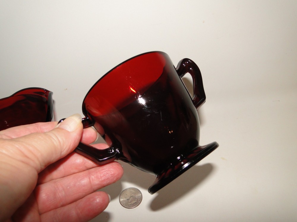 Hocking ROYAL RUBY RED FOOTED CREAMER & SUGAR, 3 1/4" Tall