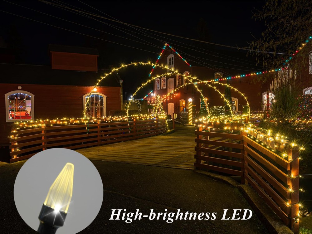 2 Pack Solar String Lights for Outside, 200 LED 80ft Total Solar Powered Stri...