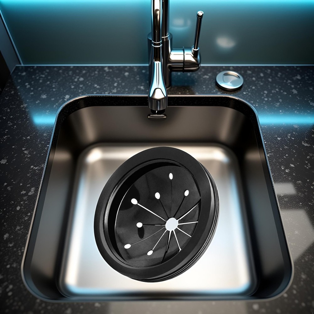 Black 3-Inch Garbage Disposal Splash Guard - Kitchen Sink Baffle Covers