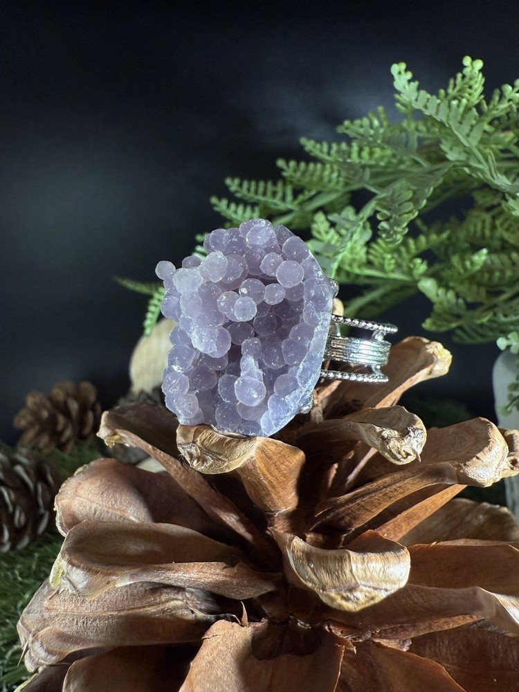 Grape Agate Ring Jewelry, Unique handmade crystal ring，Adjustable Ring