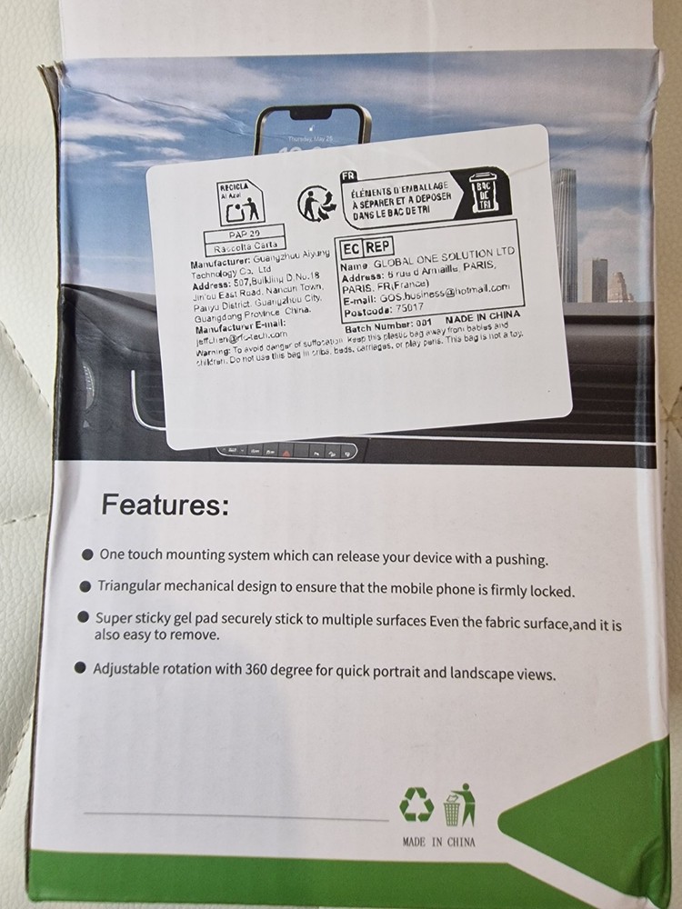 Universal Car Phone Holder, Adjustable Car Dashboard Mount, Suction Cup Style