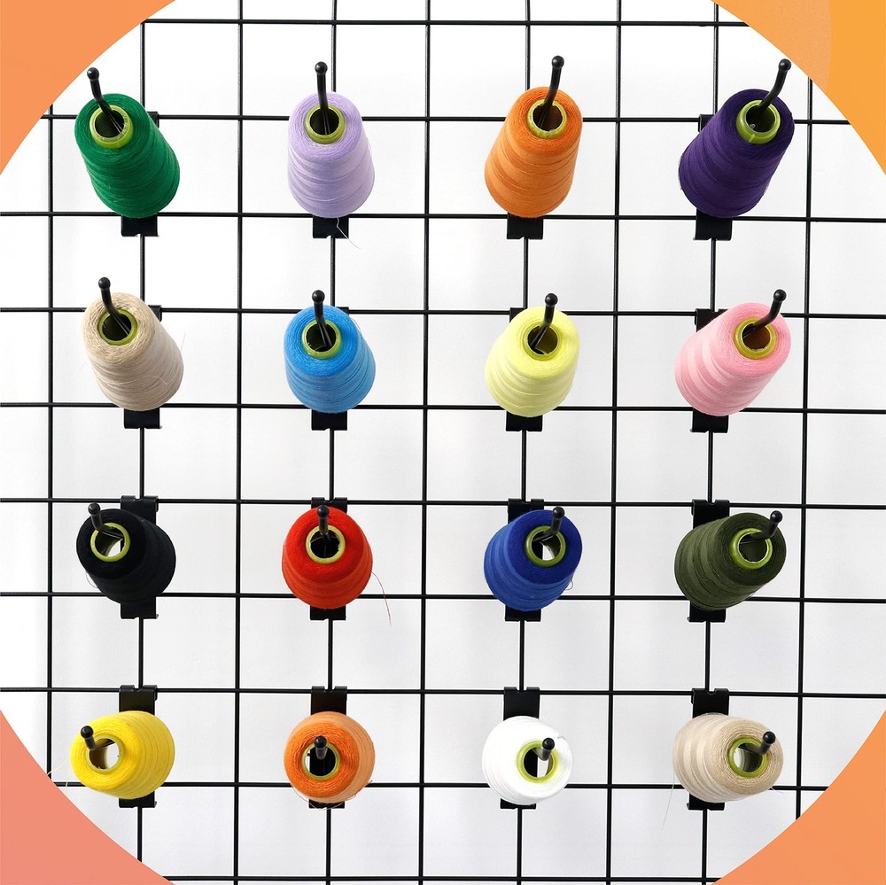 32 Pack 6 Inch Gridwall Hooks for 3"x3" Wire Grid Panel – Black Heavy Duty Me...