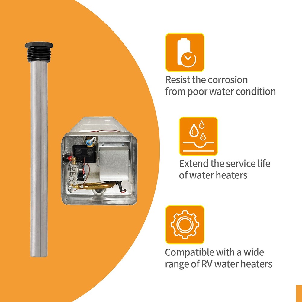 RV Water Heater Anode Rod - 2-Pack, Anode Rod for Hot Water Heater, Magnesium