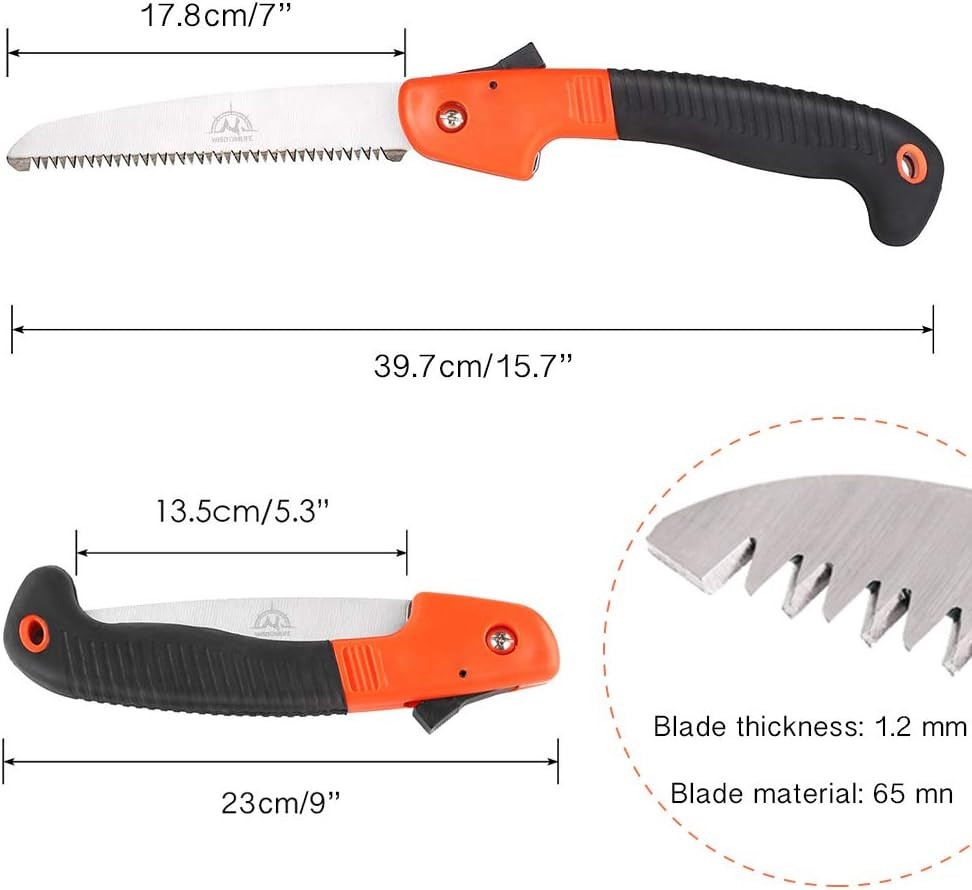 Folding Pruning Saw, Premium Folding Hand Saw with Secure Lock Comfort Soft Grip
