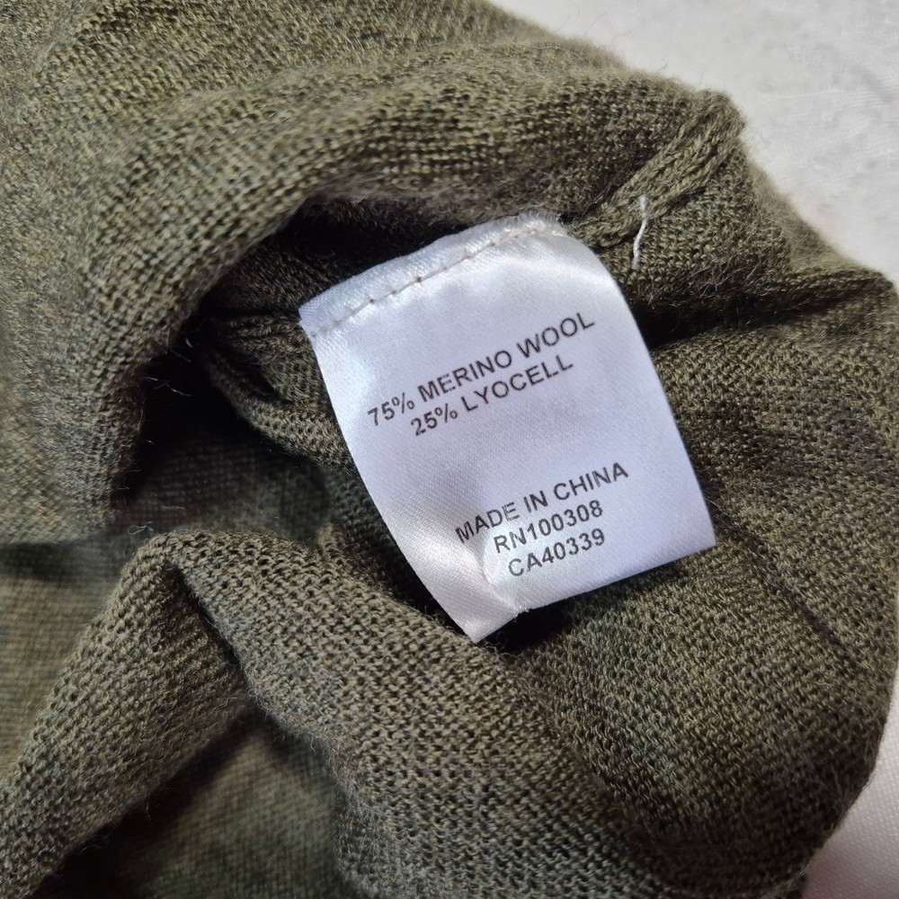 PETER MILLAR 1/4 ZIP MARINO WOOL PULLOVER SWEATER IN OLIVE BROWN MEDIUM