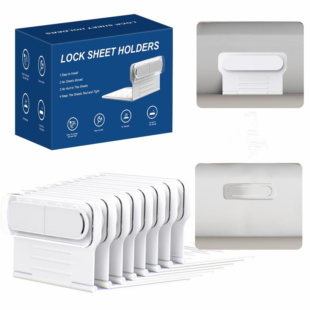Bed Holders for Corners,Fitted Holders Keep Sheets Firm & Tight,Locks Easy -T...