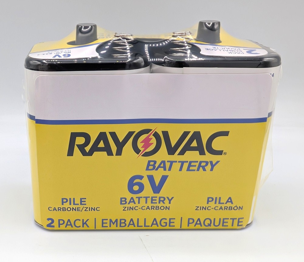2 Pack  944-2R: 6-Volt Heavy Duty Lantern Battery with Spring Terminals