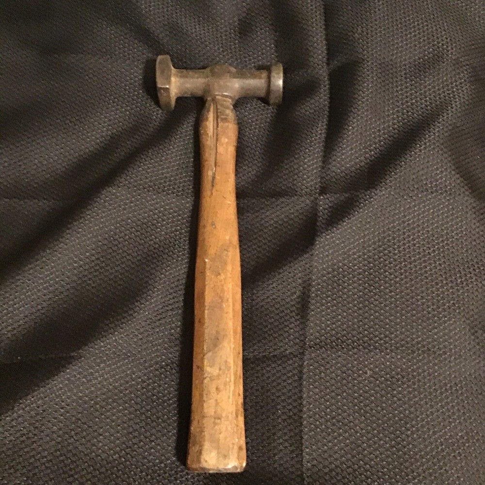 VINTAGE Auto Body Hammer - Square & Round Faces , Handle Has Cracks And Chips