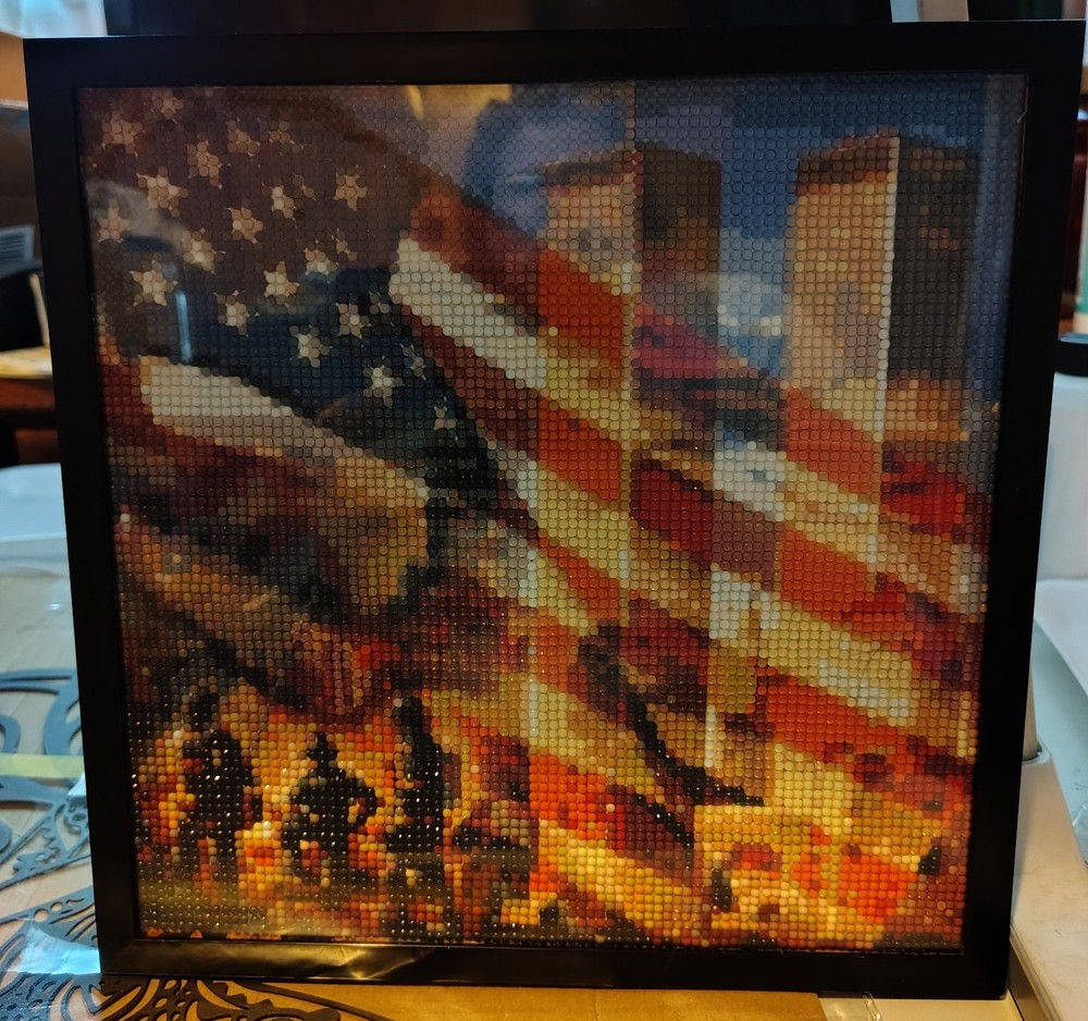 Completed Diamond Art  Twin Towers Framed Picture