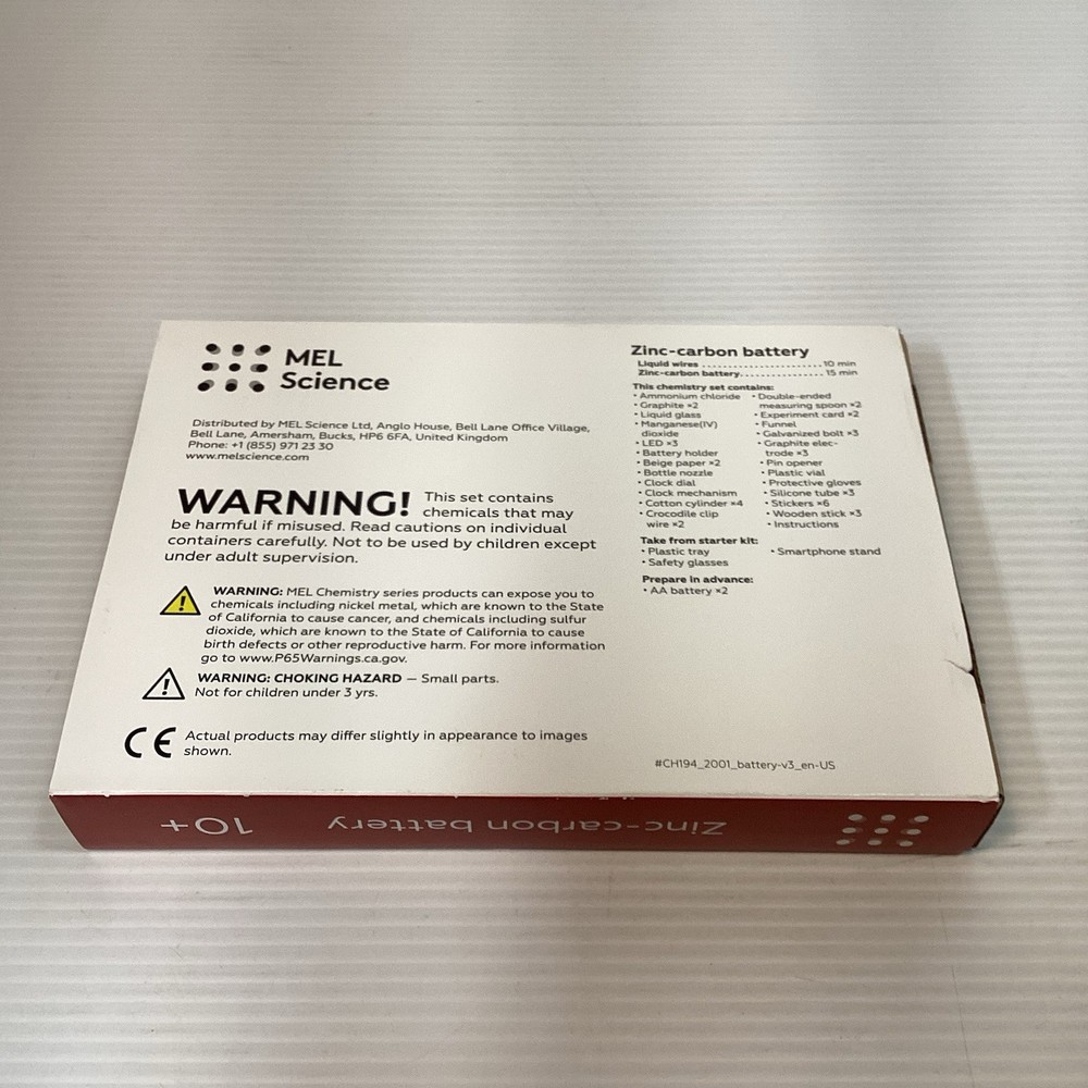 MEL Chemistry Zinc-carbon battery Starter Kit Educational Lab