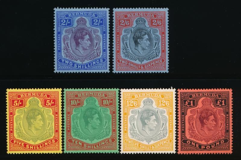 BERMUDA 118-128 MINT HINGED KGVI KEYPLATES
