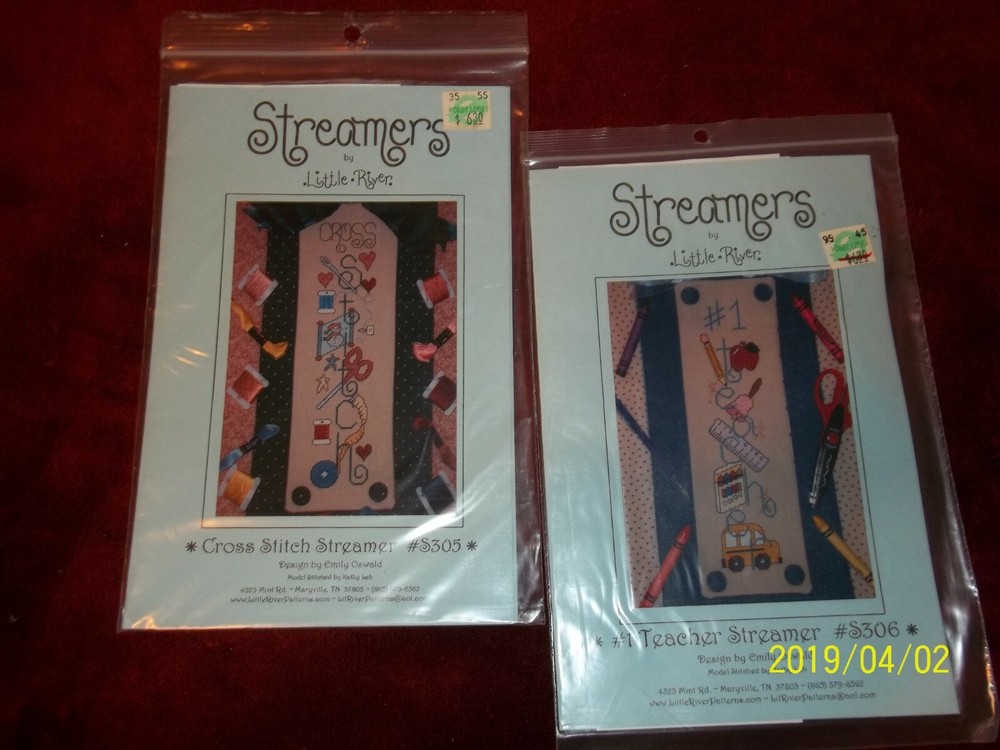 ^2 QTY      CROSS STITCH PATTERN  STREAMERS         NEW