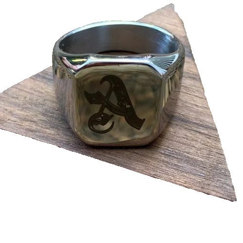 925 Sterling Silver Custom Initial Signet Ring – Personalized Engraved Letter Ri