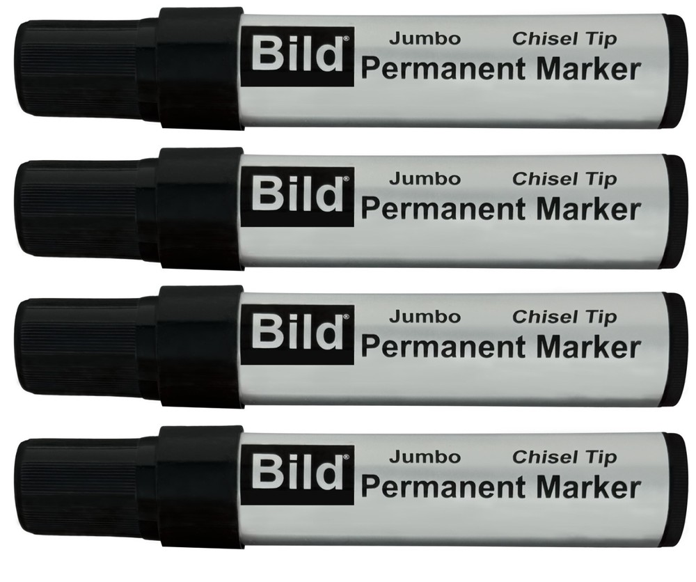 Jumbo Permanent Markers - Black pack of 4
