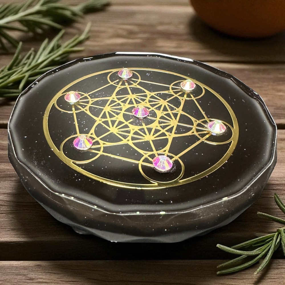 HSFY: Metatrons Cube Crystal and Brass Orgonite Grid | Metatrons Cube Mini Grid