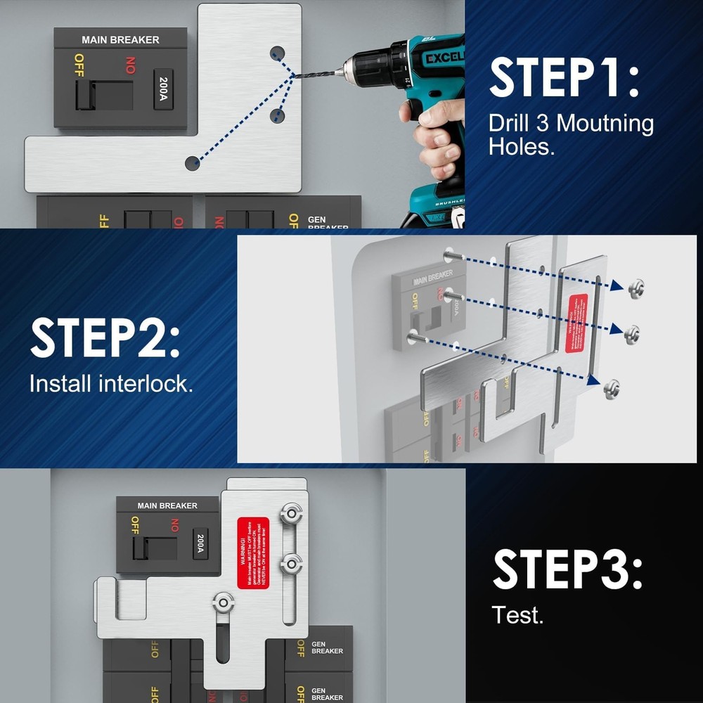Interlock Kit for 150-200 Amp Panels, Horizontal Generator Breaker Connection