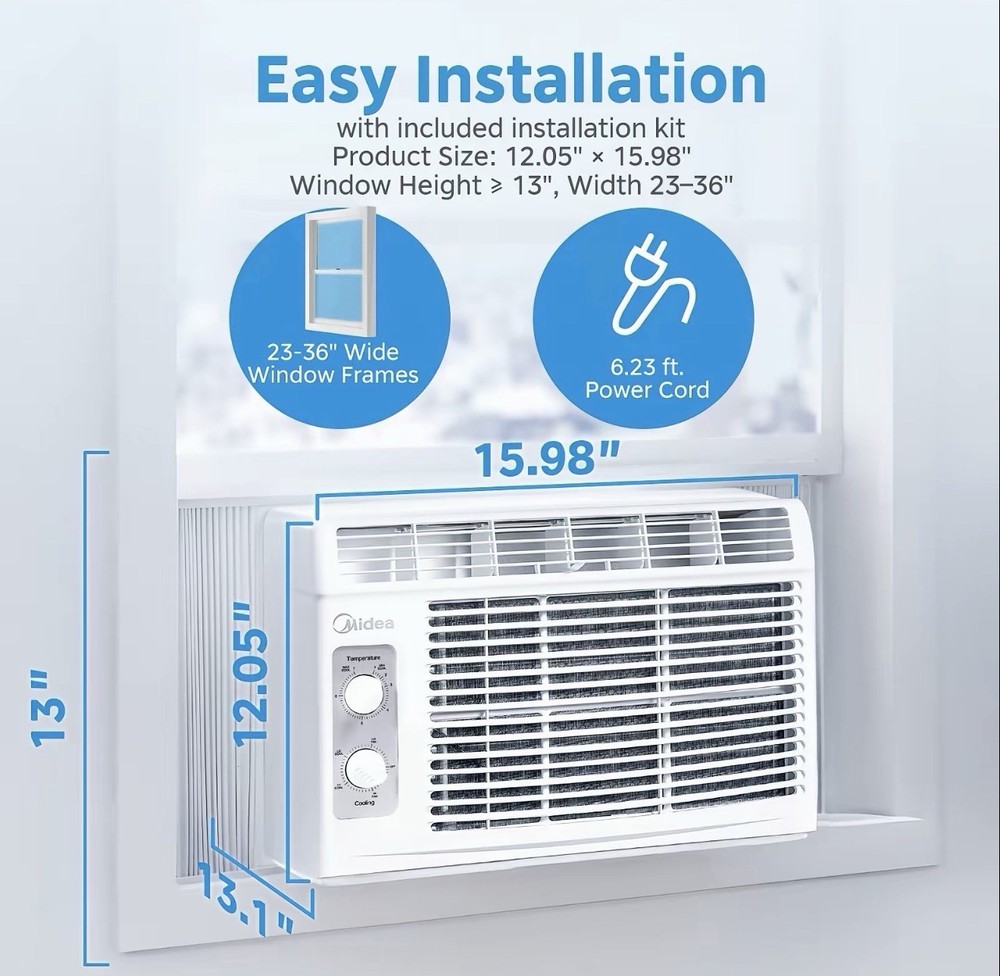 Midea 5,000 BTU EasyCool Mechanical Small WindowAir Conditioner