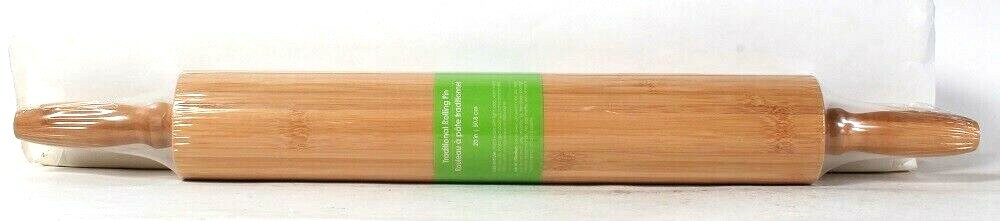 1 Count Core Bamboo 100% Organically Grown 20 Inch Traditional Rolling Pin