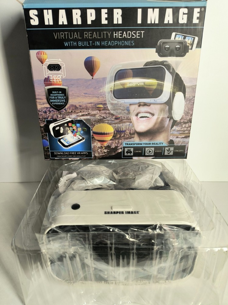 Sharper Image Virtual Reality Headset With Built In Headphones New