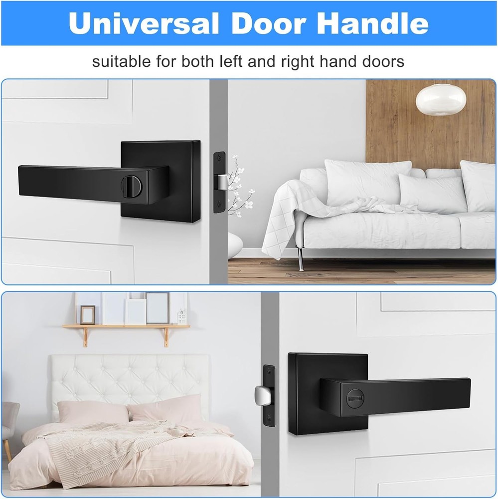 10 Pack Modern Black Door Handles Privacy Levers 10 Pack,