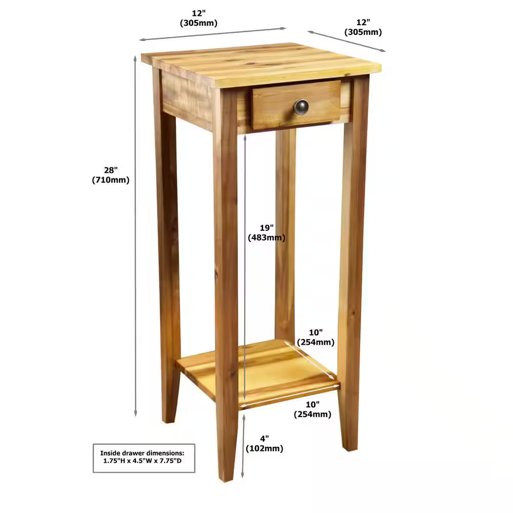 Solid Acacia Wood 27 In. Natural Plant Table