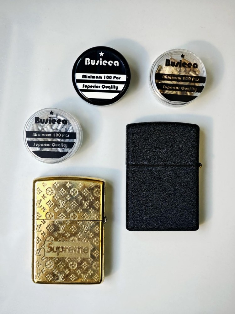 Busieea 100Pcs Lighter Flints, Flint Replacement Refills, All - Purpose Gold