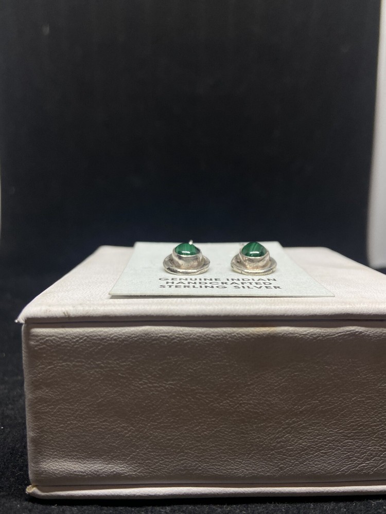 Native American Navajo malachite Sterling silver dangle Earrings