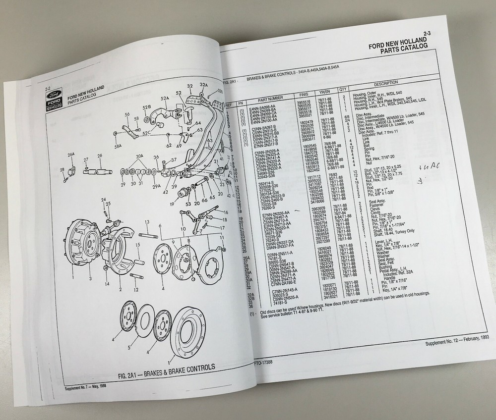 Ford 445 445A 450 545A Loader Backhoe Tractor Parts Manual Catalog Book Assembly