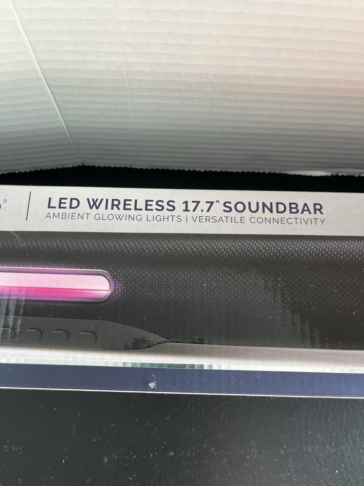 Brookstone LED Wireless 17.7" Soundbar LED Lights Bluetooth Multiple Inputs USB