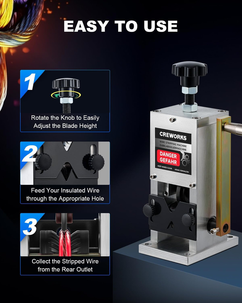 Manual Wire Stripper Machine, 0.06"-1" Wire Stripping Machine, Wire Stripping To