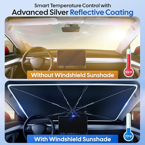 EcoNour Umbrella Windshield Sun Shade for Car | Foldable Umbrella Sun Medium