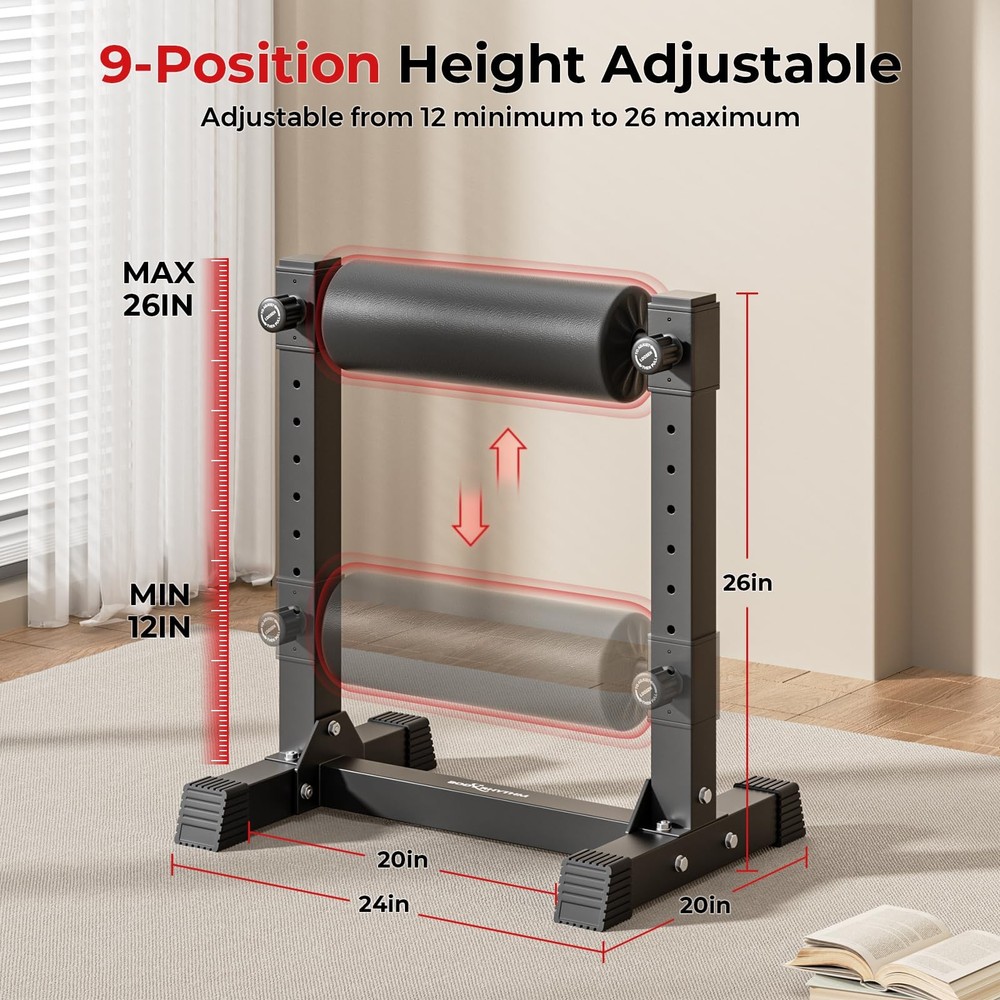 BODYRHYTHM Bulgarian Split Squat Stand, Single Leg Squat Roller Stand with 9 ...