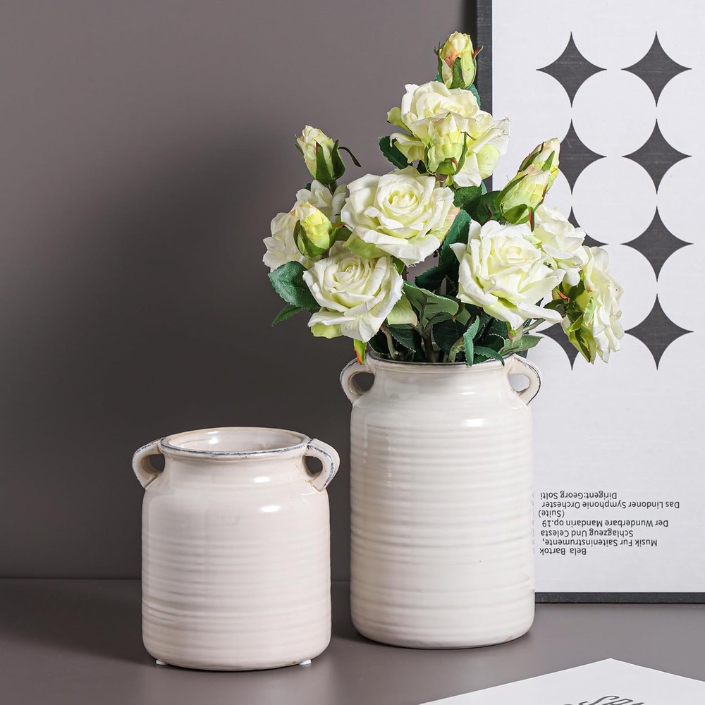 Ceramic Rustic Lost Color White Vase