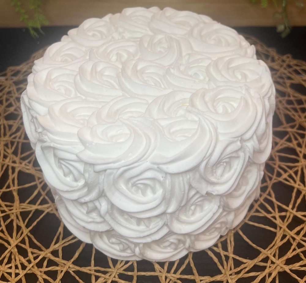 White Rosette Fake Cake: Photo Prop Display